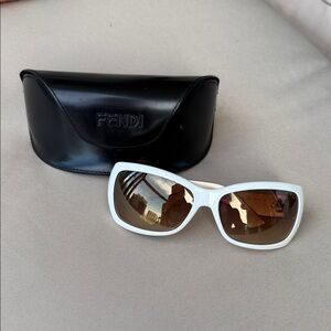 Fendi White Sunglasses with Black Case